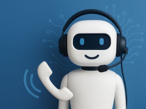 Illustration eines KI-Telefonassistenten, der Anrufe entgegennimmt