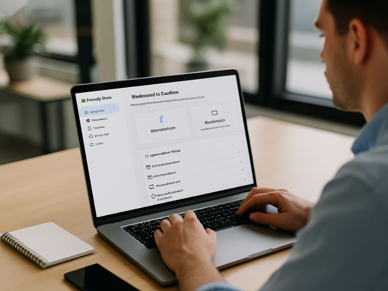 Workflow-Übersicht am Laptop
